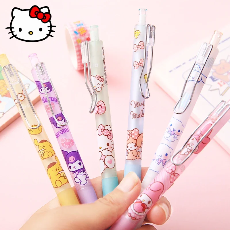 

Гелевая ручка HelloKitty, 6 шт., кавайная Sanrio MyMelody Cinnamoroll, анимация, для студентов, 0,5 мм, ручка для письма, быстросохнущая, канцелярские принадлежности
