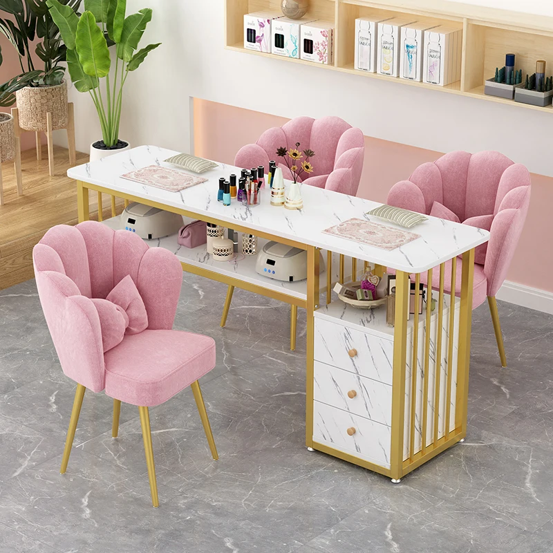 Designer Nail Tables Double Beauty Shop Salon furniture Professional  Manicure Tables Double-layer Manicure Table and Chair Set