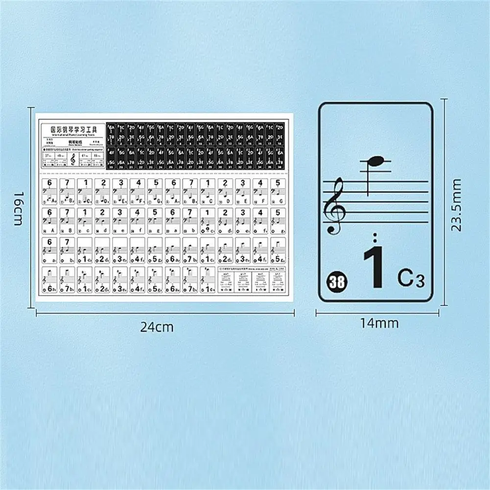61/88 Key Transparent Piano Keyboard Stickers Removable Electronic Keyboard Key Piano Stave Note Sticker Symbol Tags for Keys Piano Keyboard Stickers