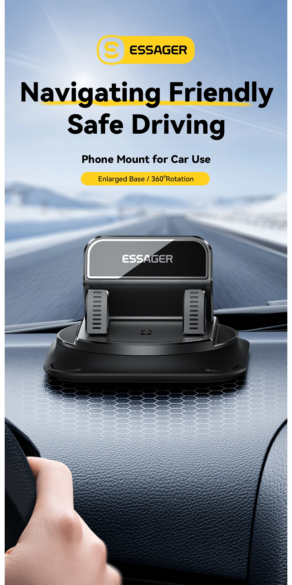 Essager Anti-slip Car Silicone Holder 360 Degree Car Dashboard Stand Cell Phone