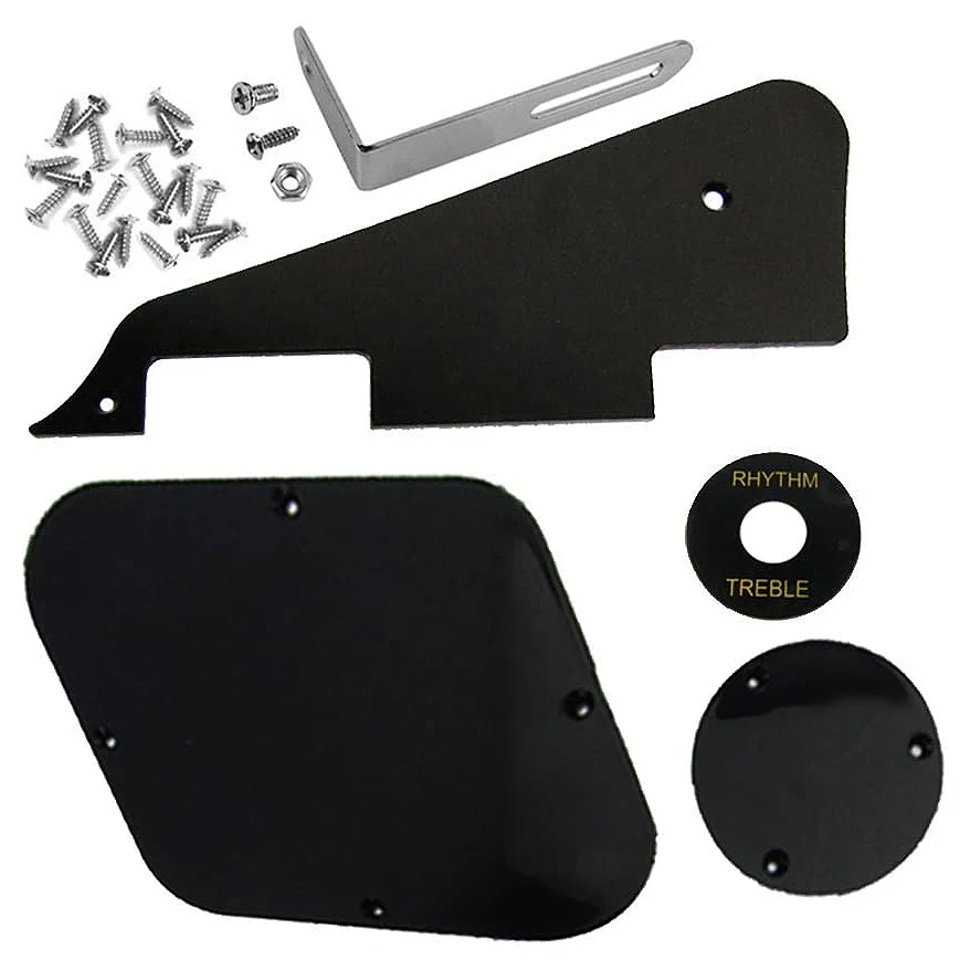 1Set Nero Pickguard Cavità Interruttore Coperture Pickup Piastra Selettore Viti Staffa Fit Les Paul Guitar Style Kit
