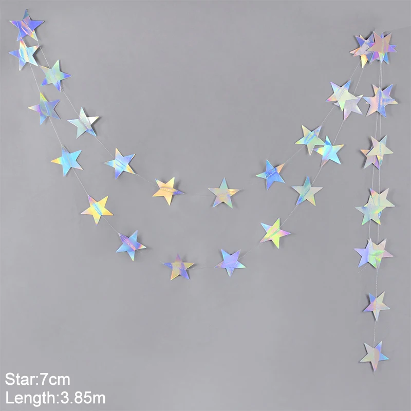 Iridescent Twinkle Star & Circle Dot Garlands