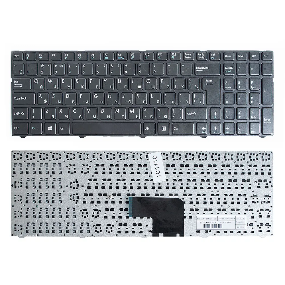 Клавиатура для ноутбука DNS Pegatron C15 C17 Series. Г-образный Enter. Черная с черной рамкой. PN: