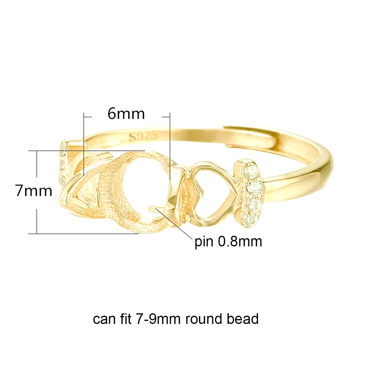 925 Silver Adjustable Blank Ring Base Fit 7-9mm Cabochon Amber Opal Agate Turquoise Ring Setting DIY Jewelry Making