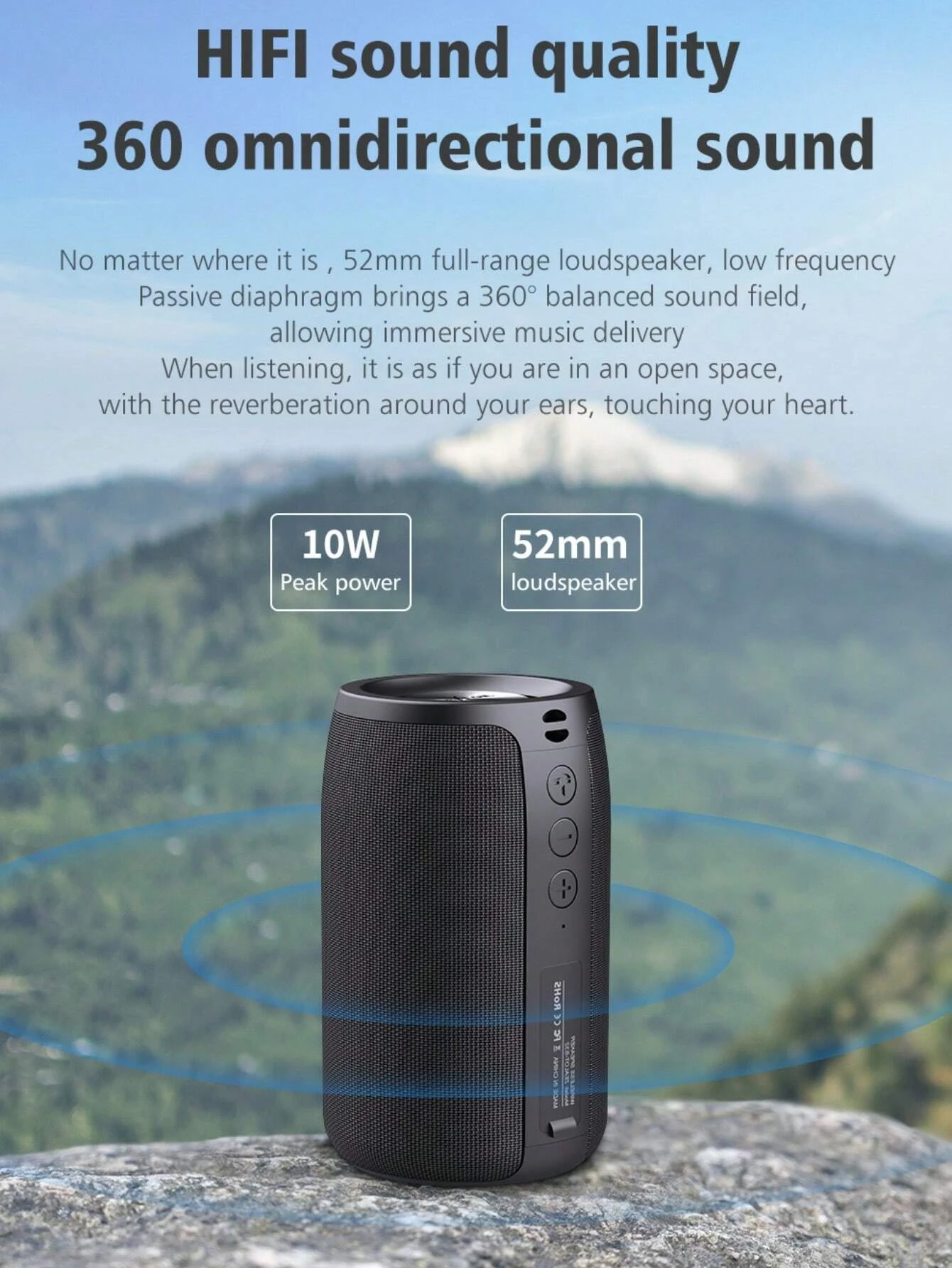 Description Picture 4 of itemS32 Bluetooth Speaker Outdoor Portable Bass Speaker, IPX 6 Waterproof, Wireless Speaker for Hiking and Outdoors