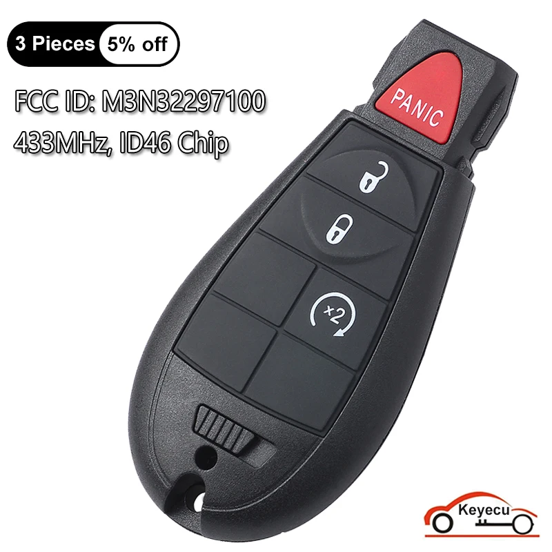

KEYECU 4 кнопки 433 МГц ID46 чип для Dodge Дротика 2012 2013 2014 2015 2016 автоматический умный ФОБ M3N32297100