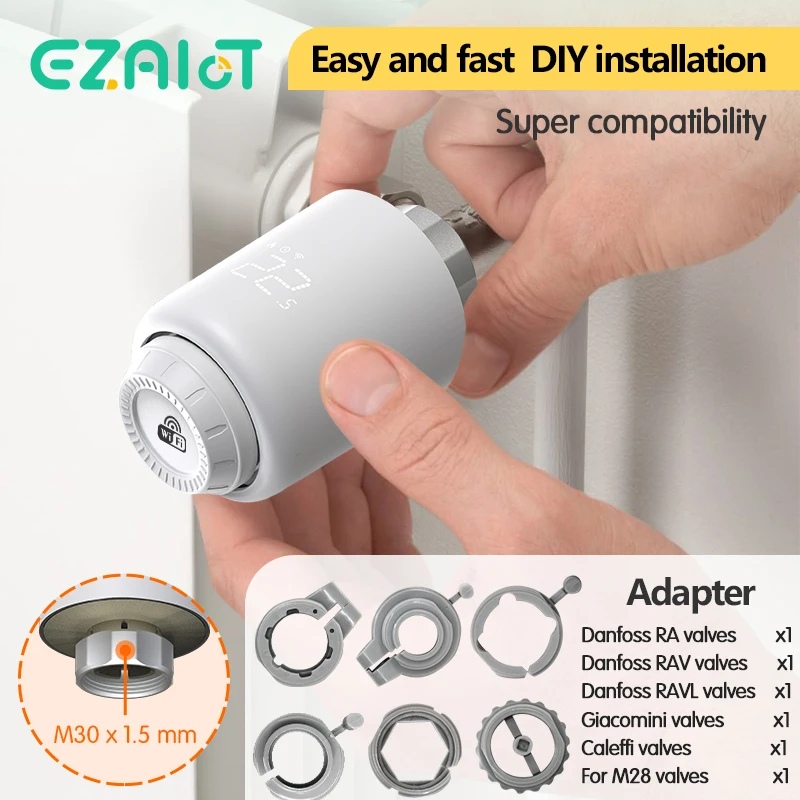 Tuya WiFi Smart ZigBee TRV Radiator Thermostatic Actuator Valve Programmable Temperature Controller Voice Alexa Google Home