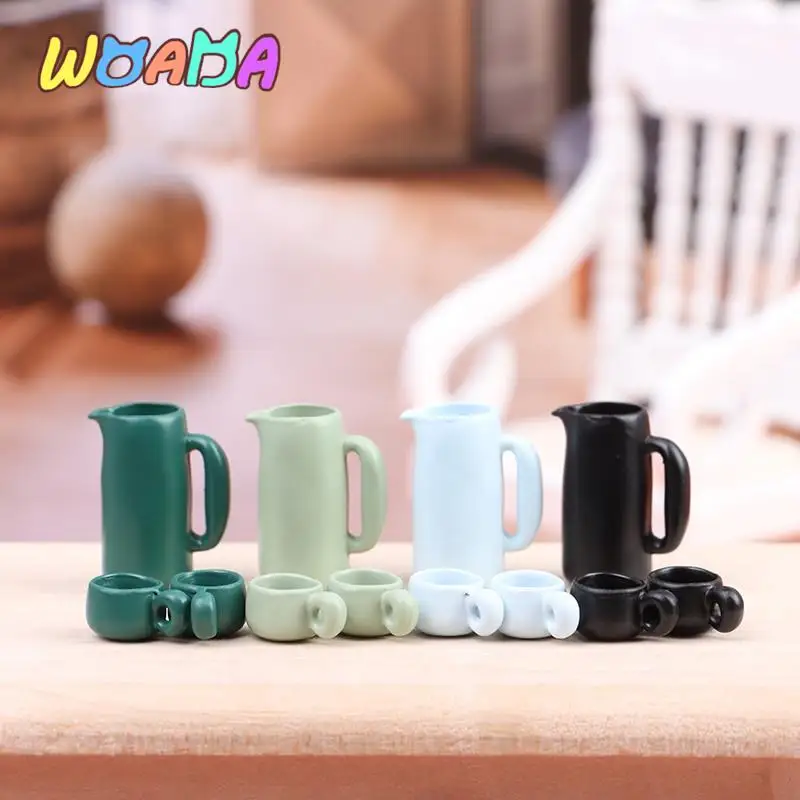 

1:12 Dollhouse Miniature Coffee Pot Coffee Cup Model Set For Mini Tableware Decoration Kids Pretend Play Toys Gift