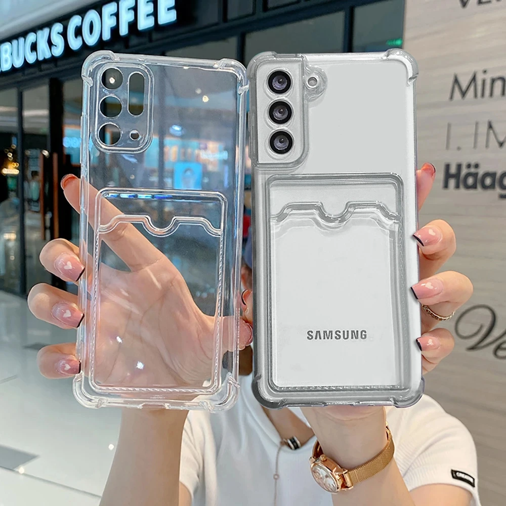 Card Holder Case for Samsung Galaxy S24 FE S22 S21 S20 Ultra Clear Funda For Samsung S24 S23 FE S10 Note 20 Ultra 10 Plus Cover phone case card holder bag case