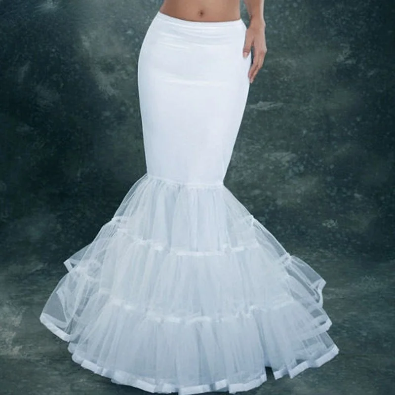 Lycra Tulle White Mermaid Trumpet Style Wedding Gown Petticoat Crinoline Slip цена и фото