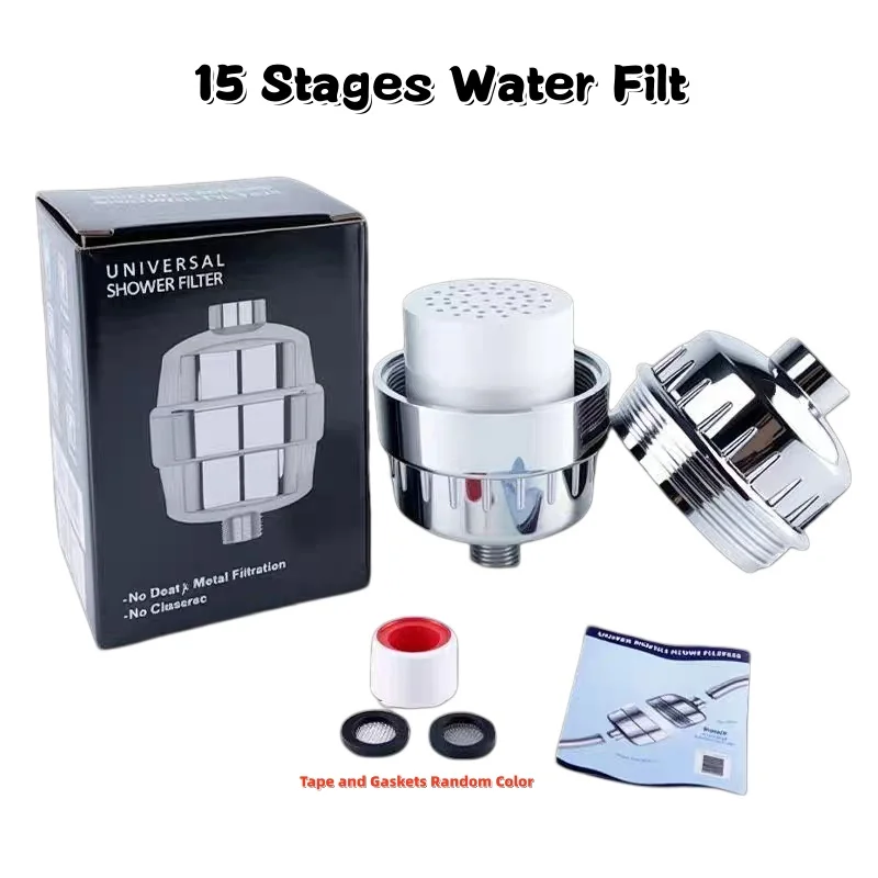High Output 20-Stage Shower Water Filter for Chlorine and Heavy Metal Reduction in Hard Water