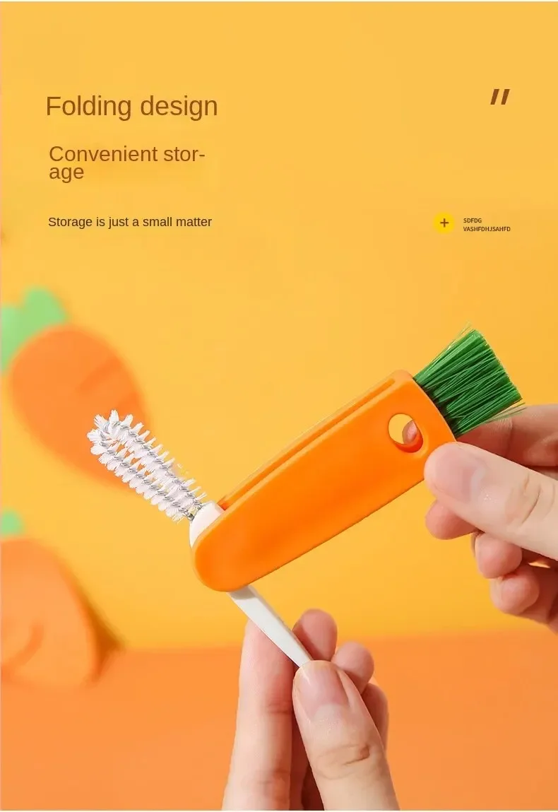 Compact cleaning brush for travel