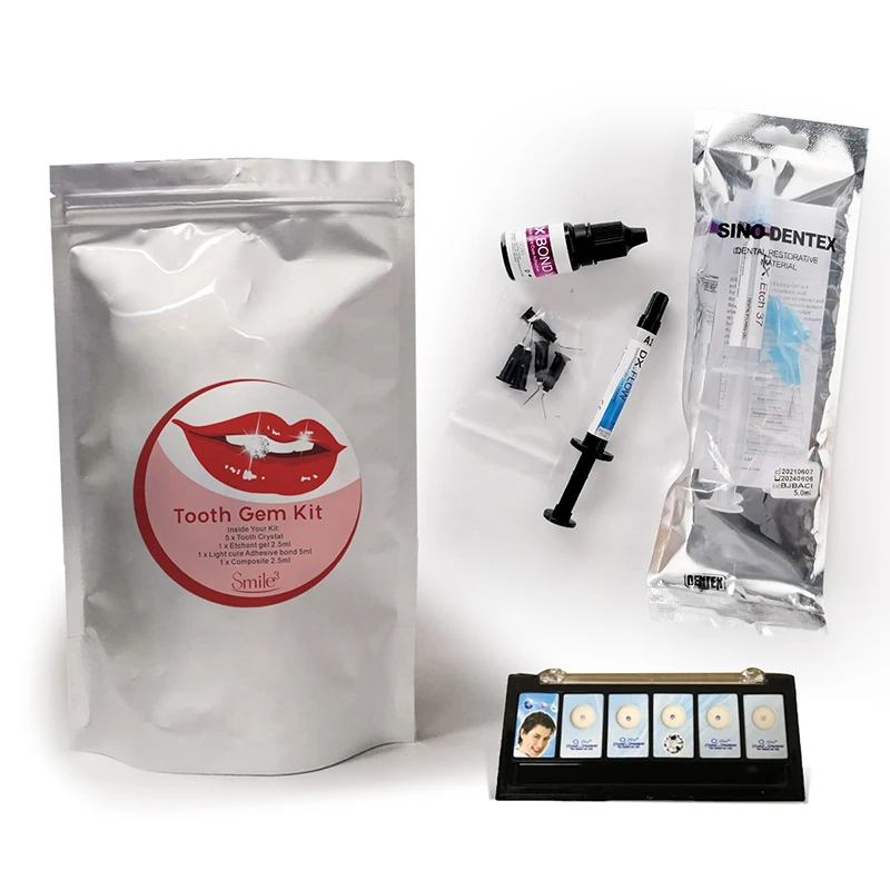 Diy Tooth Gem Kit With Curing Light And Glue Crystals Teethjewelry Starter  Kit Tiktok Diamonds Gems Kit Orthodontics Product