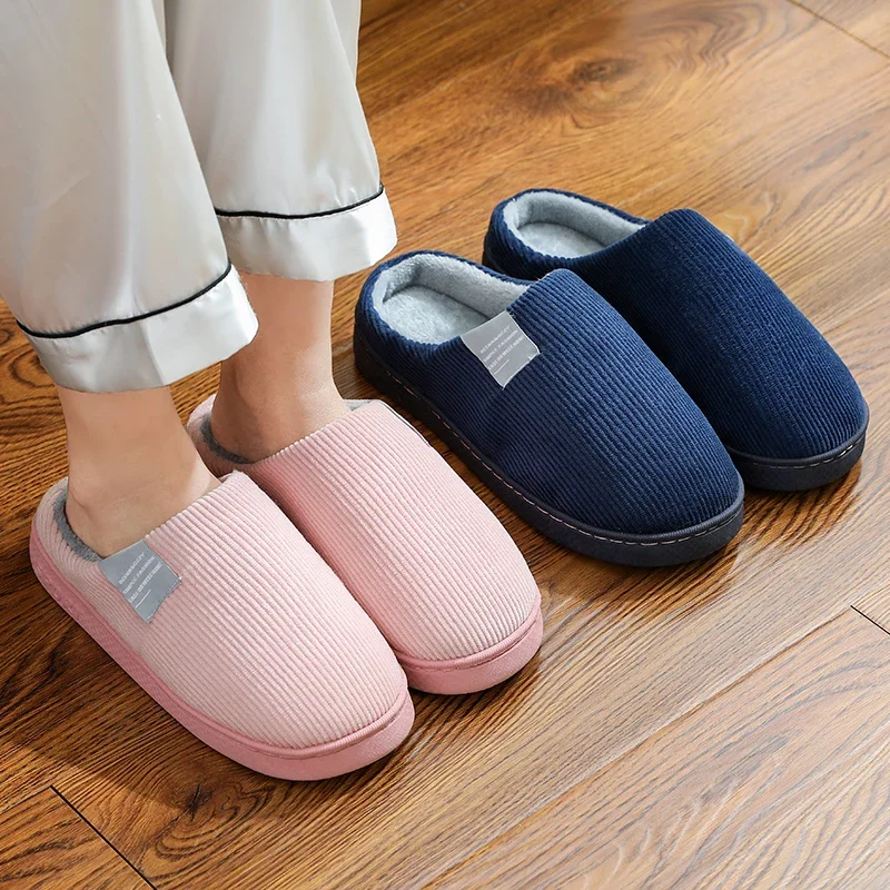 Thick Sole Home Indoor Outside Men And Women Couples Winter Household Warm Fluffy Slippers High Heels Plush Cotton Shoes Ladies 4