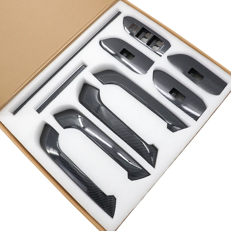 

Car Interior Upgrade Accessories Decoration Carbon Fiber Decorative Kits Door Handle Decorative Trim for 2018-2020 Prado