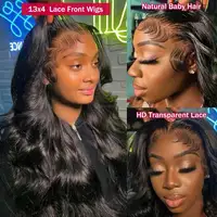 40 42 pouces sans colle vague de corps perruques de cheveux humains porter et aller 13x4 13x6 HD dentelle frontale perruques Remy bouclés avant de lacet perruques de cheveux humains 3