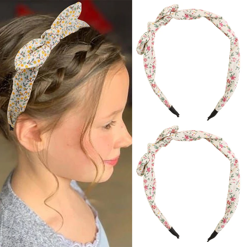 

Oaoleer 2Pcs/set Sweet Girl Rabbit Ears Headbands for Women Cotton Floral Print Hairbands Hair Hoop Hair Accessories Headwear