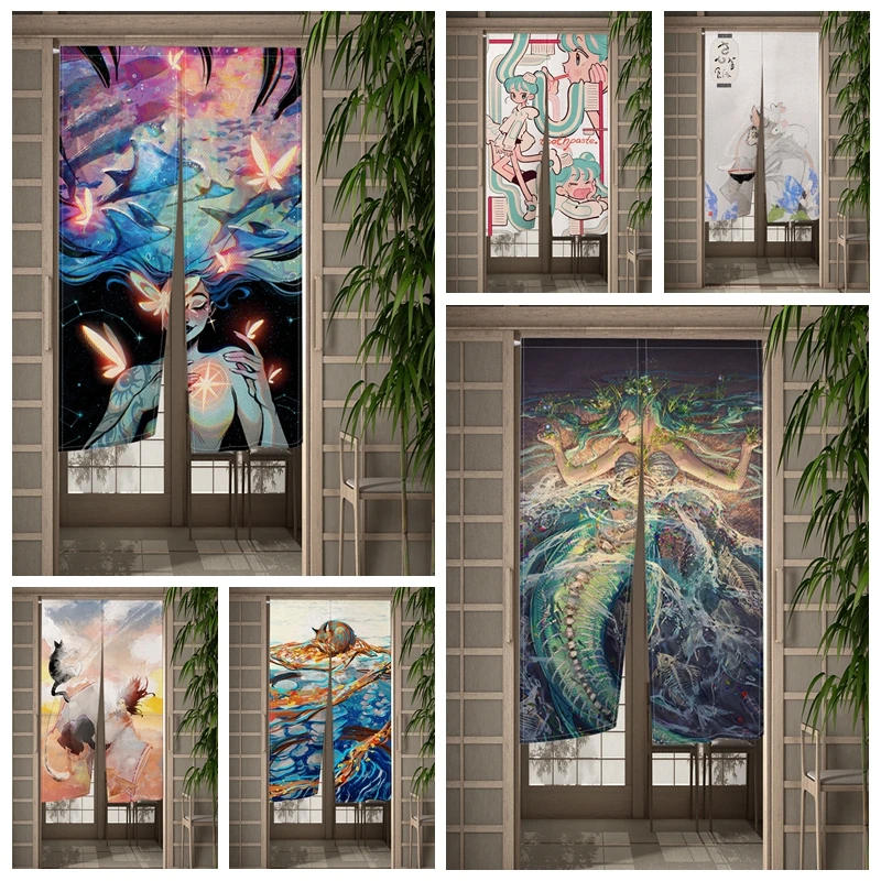 

Fantastic Anime Door Curtain Girl And Boy Baby Living Room Decor Cartoon Partition Curtain Drape Entrance Hanging Half-Curtain