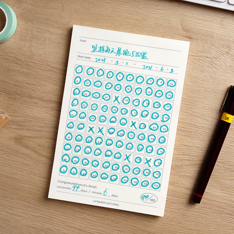 100-day Notepad Goal Track Habit Tracker Notebook Planner