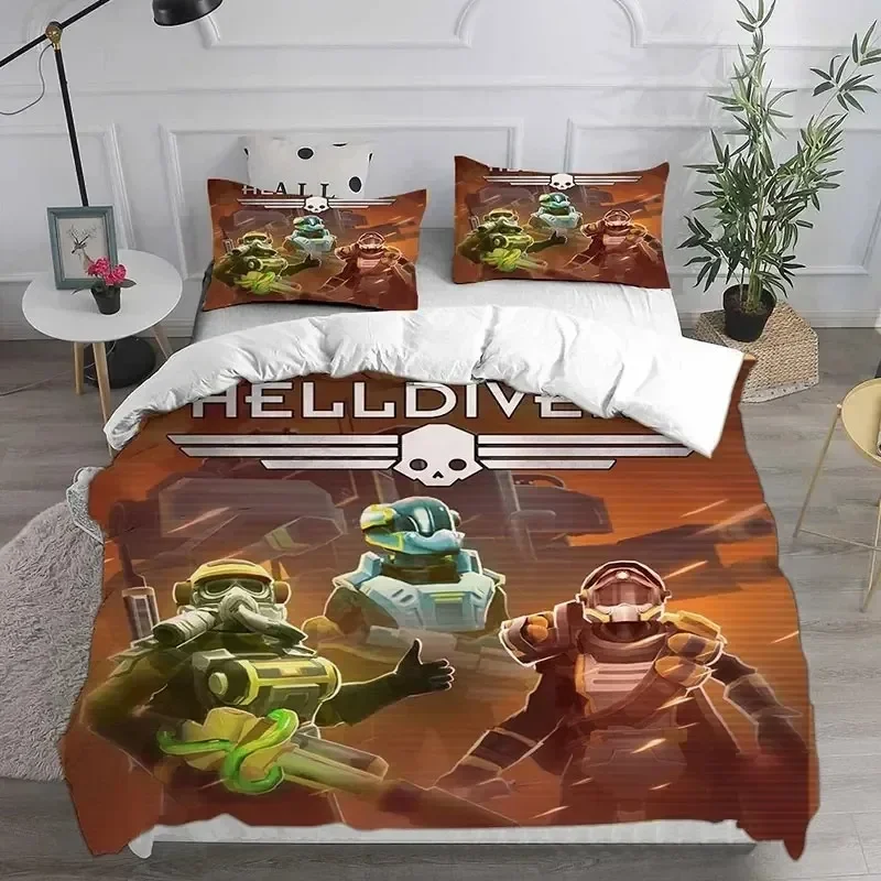 3D HELLDIVERS 2 Bedding Sets Comforter Quilt Bed Cover Duvet Cover Pillow Case Sets Kids Adult Size For Home Textiles 4