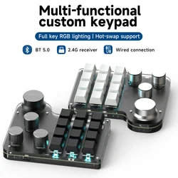 Mini USB Programming Custom Macro 12 Keys 4 Knobs RGB BT Mechanical Keyboar Photoshop Gaming Keypad Mechanical Hotswap Macropad