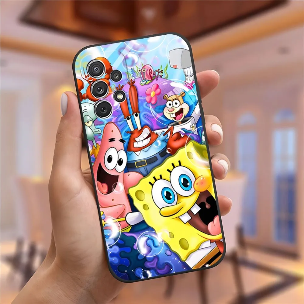 Cute SpongeBob SquarePants Phone Case for Samusng S23 Ultra S22 S20 Fe S21 Plus Galaxy A54 A34 A24 A53 M54 Note 20 Back Cover
