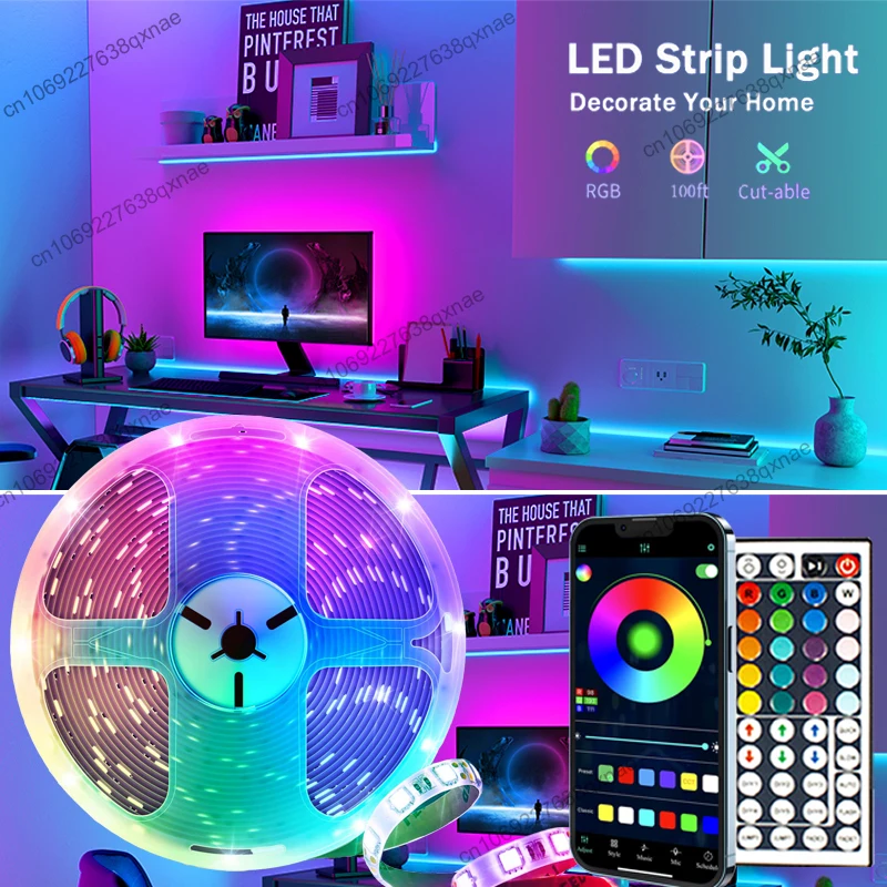 

RGB LED Lights for Room Bluetooth App Remote Music Sync TV Backlight SMD5050 LED Strip Light Neon Lights Led1-5m 10m 15m 20m 30m