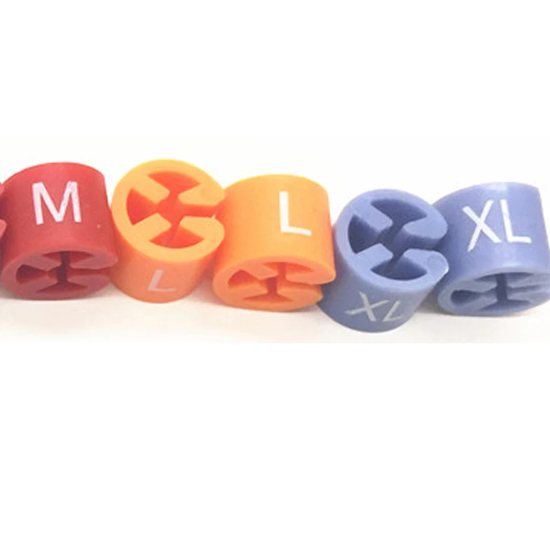 100개/봉투 플라스틱 사이즈 마커, 행거 태그용, 큐브 옷걸이 액세서리, 스냅온..