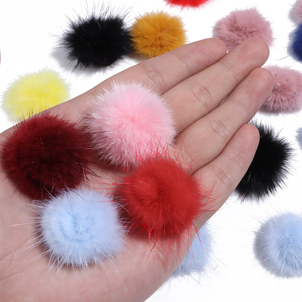 10Pcs 3cm False Fur Pompom Hats Artificial Fur Pom Poms Creativity Faux Needlework DIY Accessories Crafts