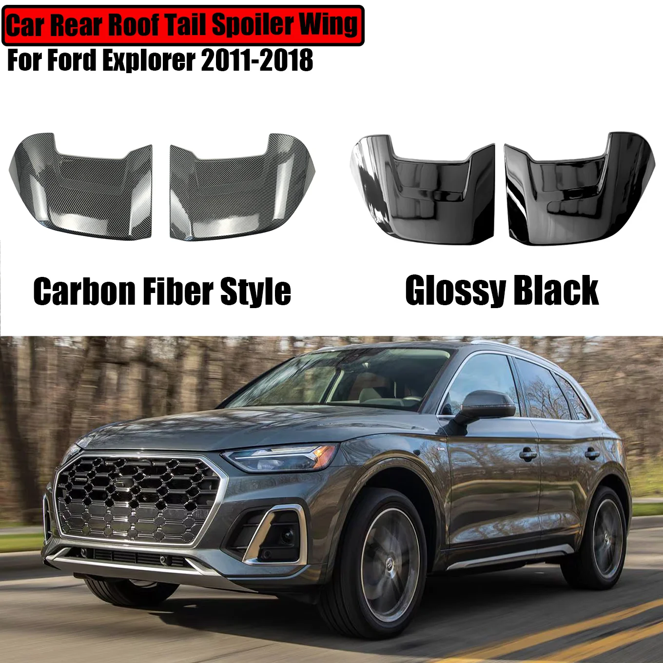 

Для 2018-2024 Audi Q5 SQ5 ABT стильный задний спойлер на крышу удлинитель крылья рассеиватель для багажника блеск для губ черный углеродный вид