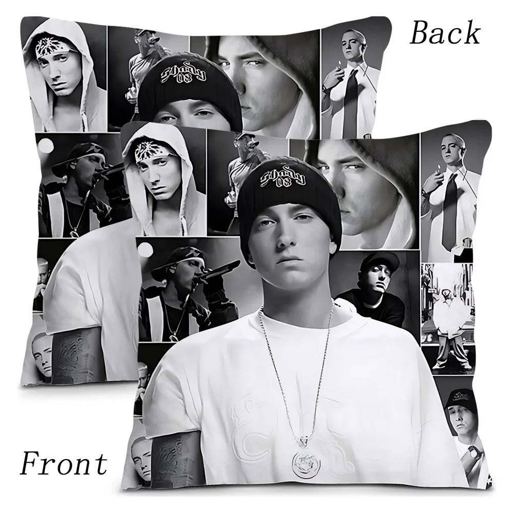 Eminem 8 Mile Hip Hop Rapper Pillow Covers Cartoon Sofa Decorative Home Double-sided Printing Short Plush Cute Cushion Cover 4