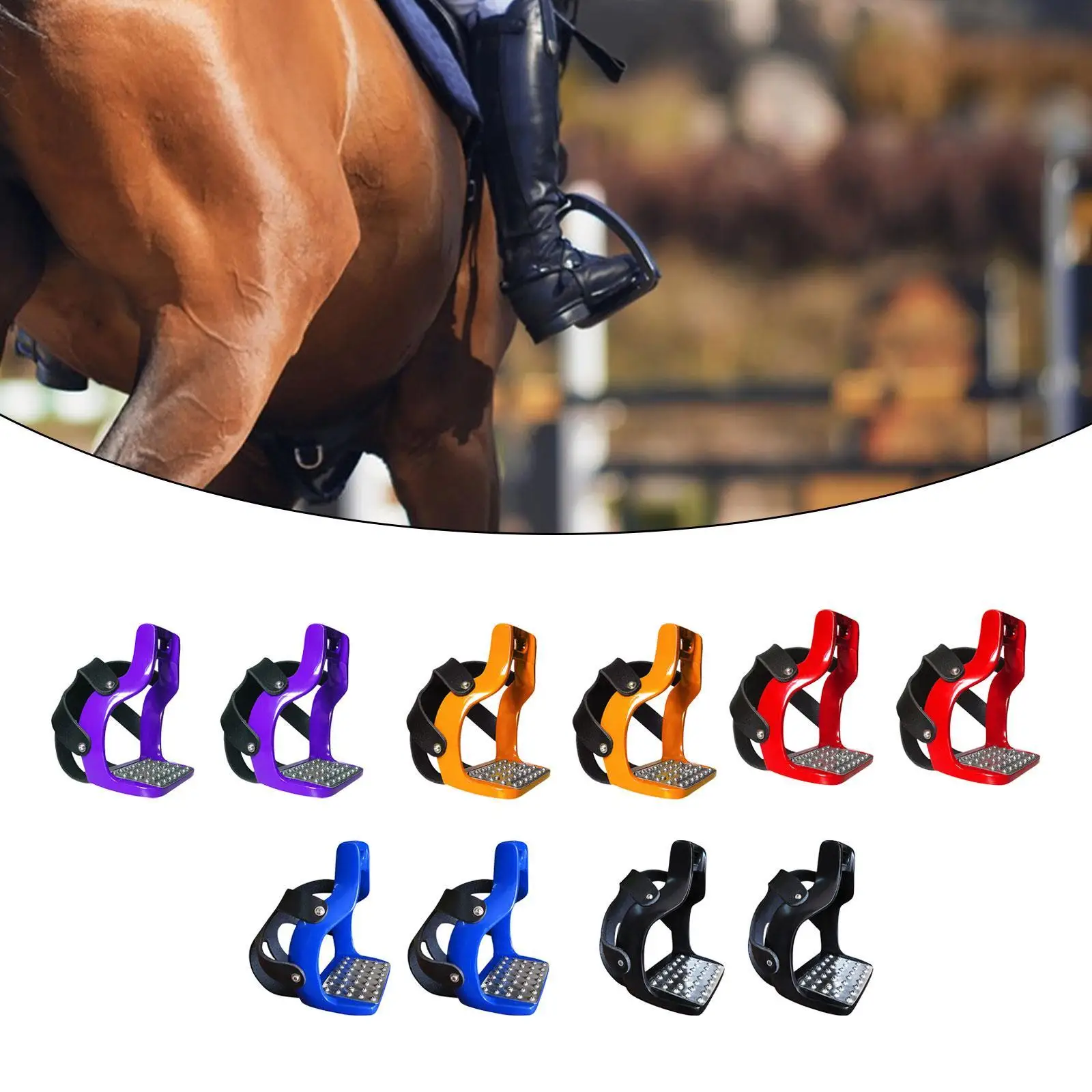 2x Horse Riding Stirrups, Horse Saddle Stirrups, Professional Aluminum English Riding Protection Saddle for Equestrian 2
