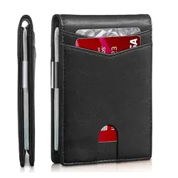RFID Carbon Fiber Luxury Men's Slim Wallet - Sleek Card Holder and Money Organizer (Full Black)