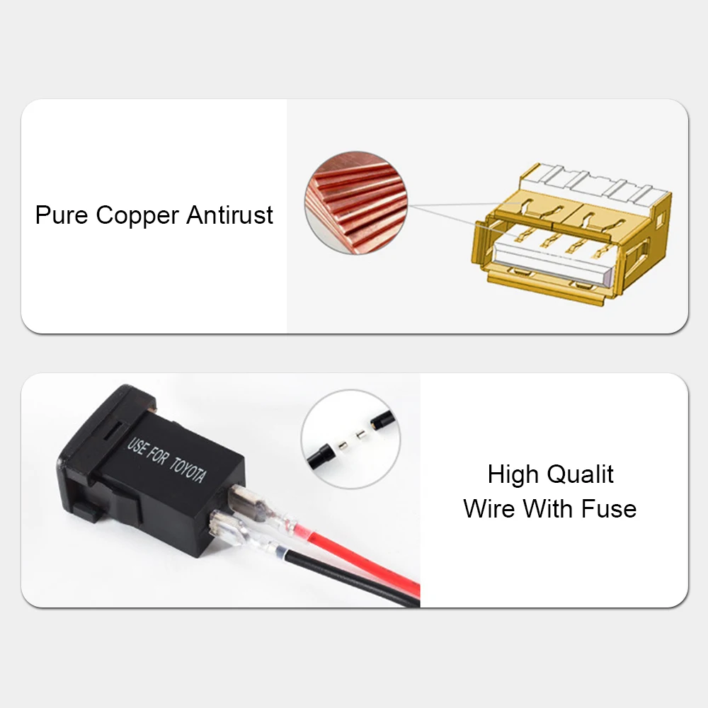Für Toyota Auto USB Ladegeräte Mit Sicherung Power Adapter QC 3,0 Buchse LED Anzeige Handy Lade Voltmeter Test Zubehör – Detail 10
