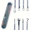 4Pcs/Set Acne Blackhead Needle Set Unscented Blemish PoreCleanser Needle Hook Spot Pimple Remover Skin Care Tools Accessories 1