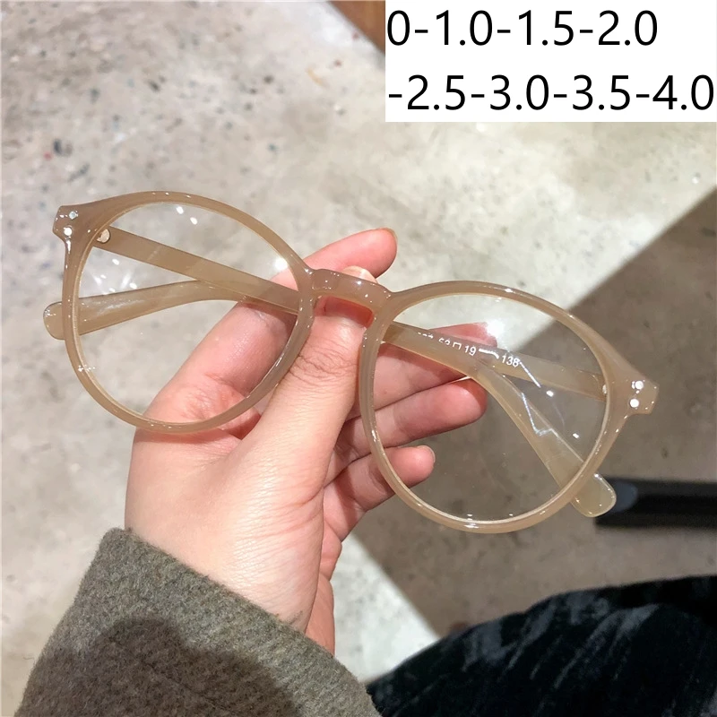 

Anti-blue Light Myopia Glasses Men Women Vintage Minus Diopter Near Sight Eyewear Classic Round Frame Transparent Eyeglasses