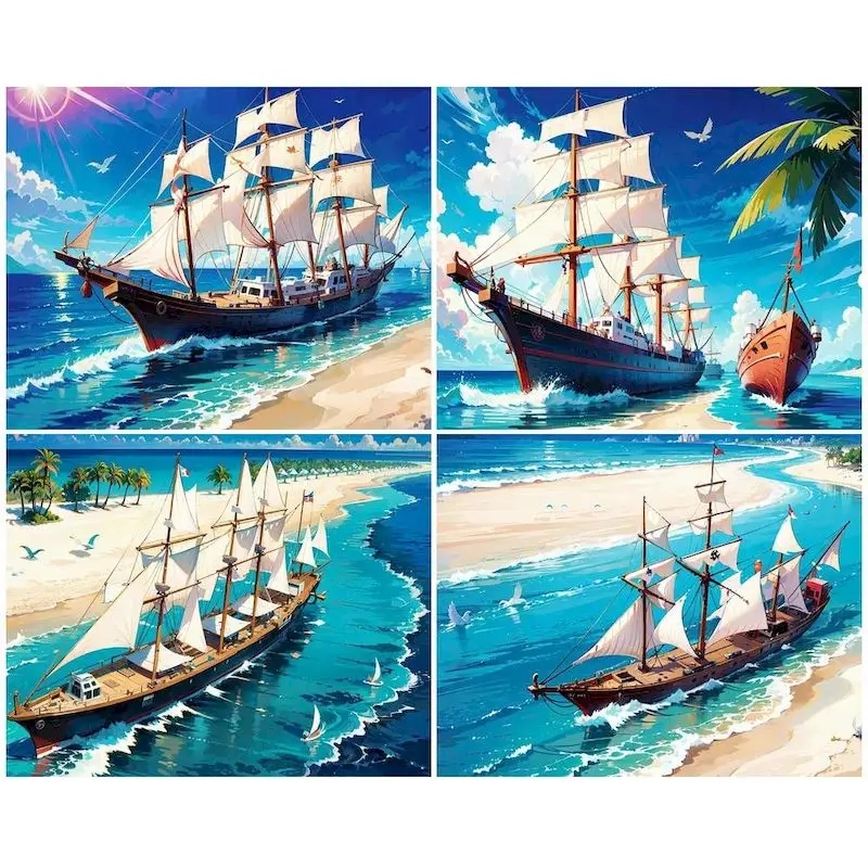

GATYZTORY Modern Painting By Numbers On Canvas Sailboat Drawing On Number Adults Crafts Wall Decor Gift Artwork Picture Paint