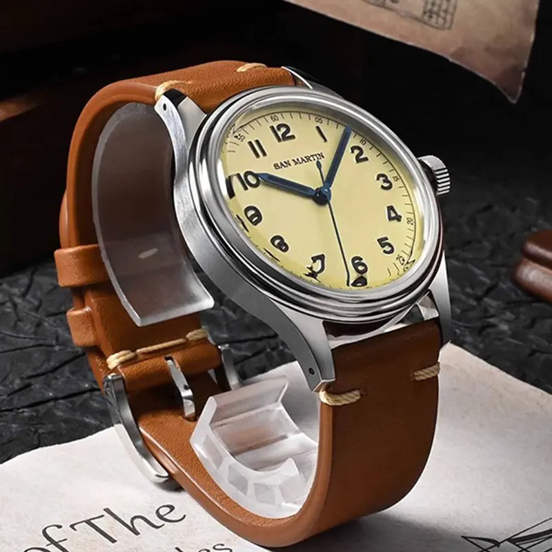 

San Martin Pilot NH35 Men Automatic Mechanical Wrist watch Sapphire Military Sports Style 10Bar Mens Diver Watch Luxury Luminous