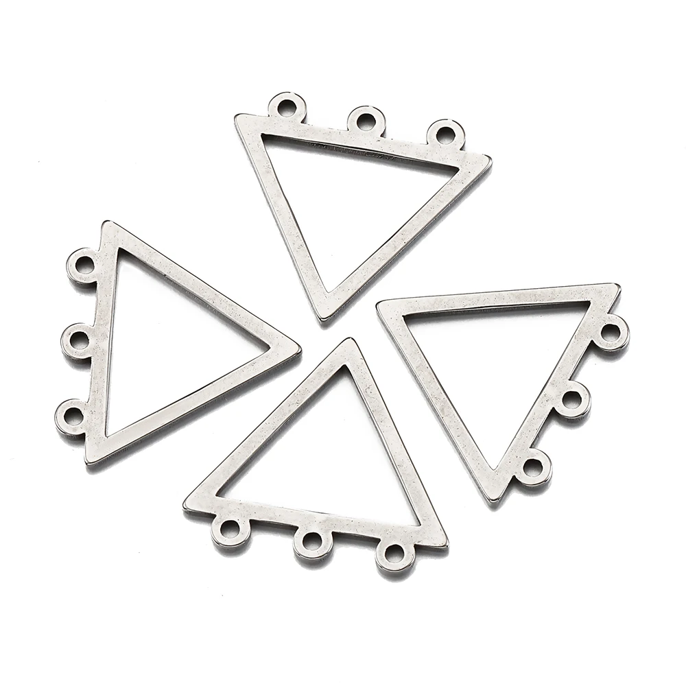10 Stück Edelstahl Dreieck Blank Drop Connector Multi Löcher Connect Quaste Anhänger Charm Halskette Ohrring DIY Schmuckherstellung – Detail 3