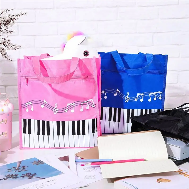 Y23A-3 Pcs 피아노 키 핸드백 작은 피아노 음악 가방 재사용 가능한 토트 백 어깨 쇼핑백 책 가방 토트 내구성