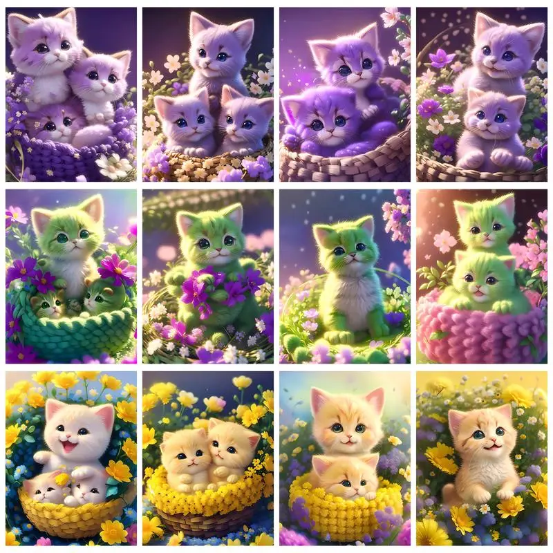 

GATYZTORY Modern Painting By Numbers For Handiwork Drawing By Numbers Little Cat Hand Painting Number Painting With Frame