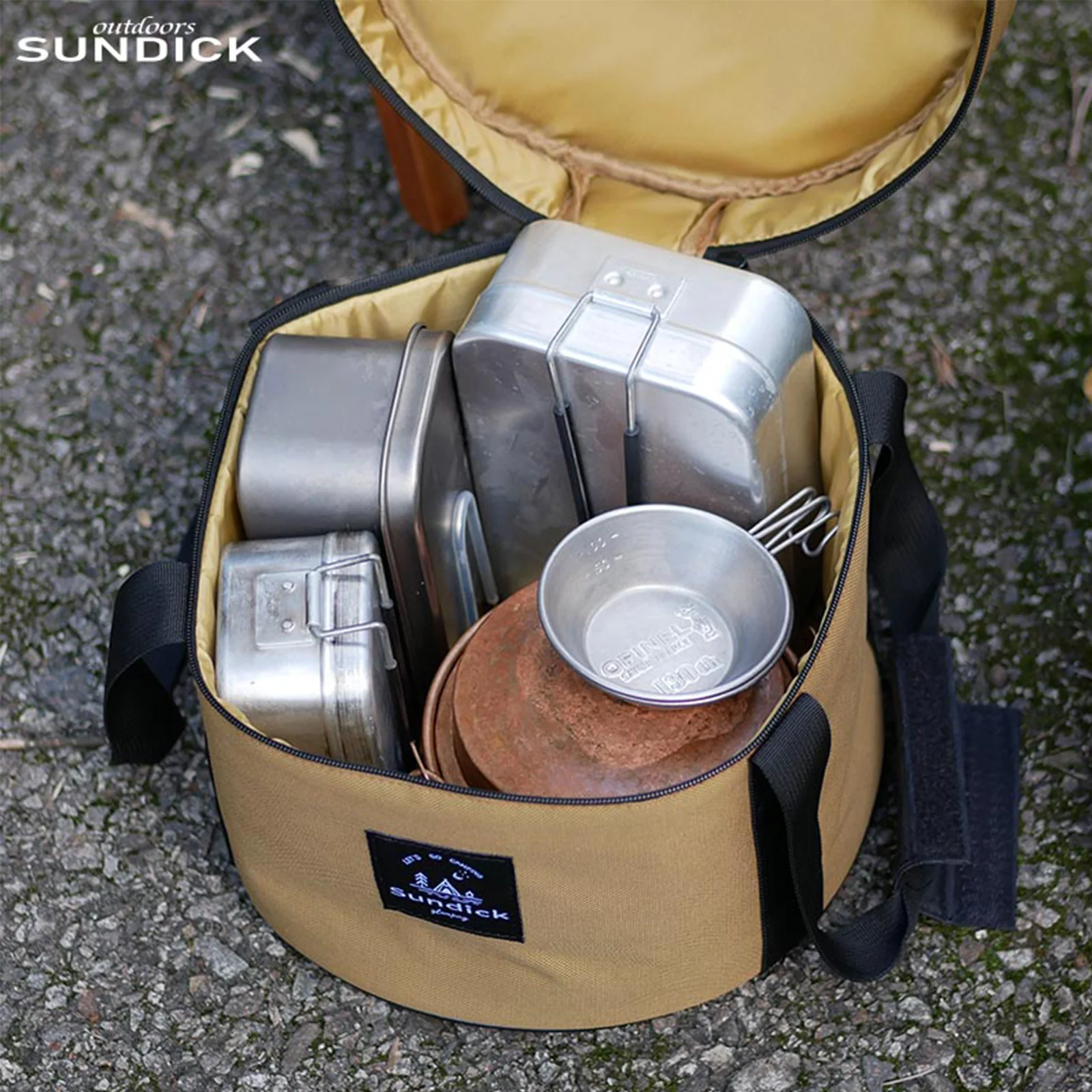 Storage Bag Camping Storage Bag Camping Cookware Bag 14/9L Dinnerware Organizers Oxford Cloth Pot Storage Bucket Waterproof Travel Cutlery Carrying Bowl Cups Container