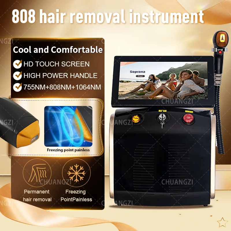 

The Latest 808nm Diode Laser Freezing Point Painless And Permanent Hair Removal With Three Wavelength 755 808 1064 Equipment