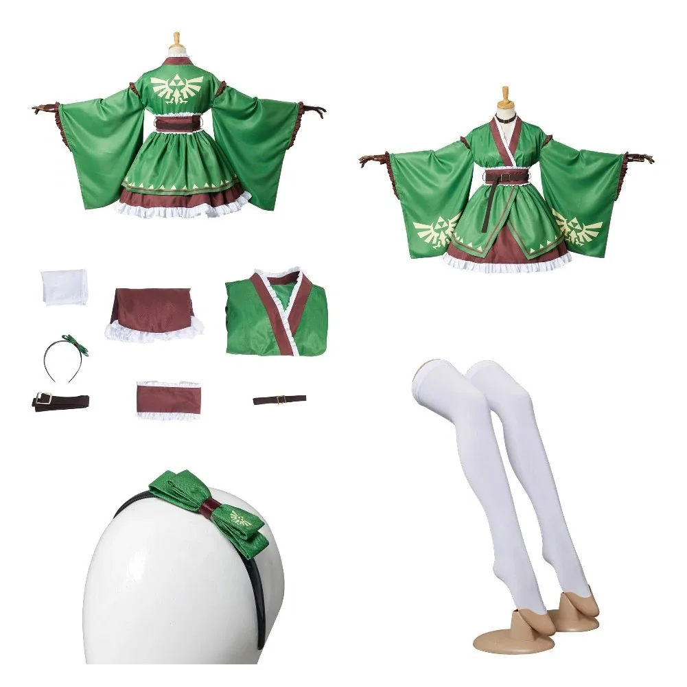 

Breath of the Wild Link Zeldar Cosplay Costume Lolita Kimono Dress Outfits Halloween Carnival Party Suit For Female Women Adult