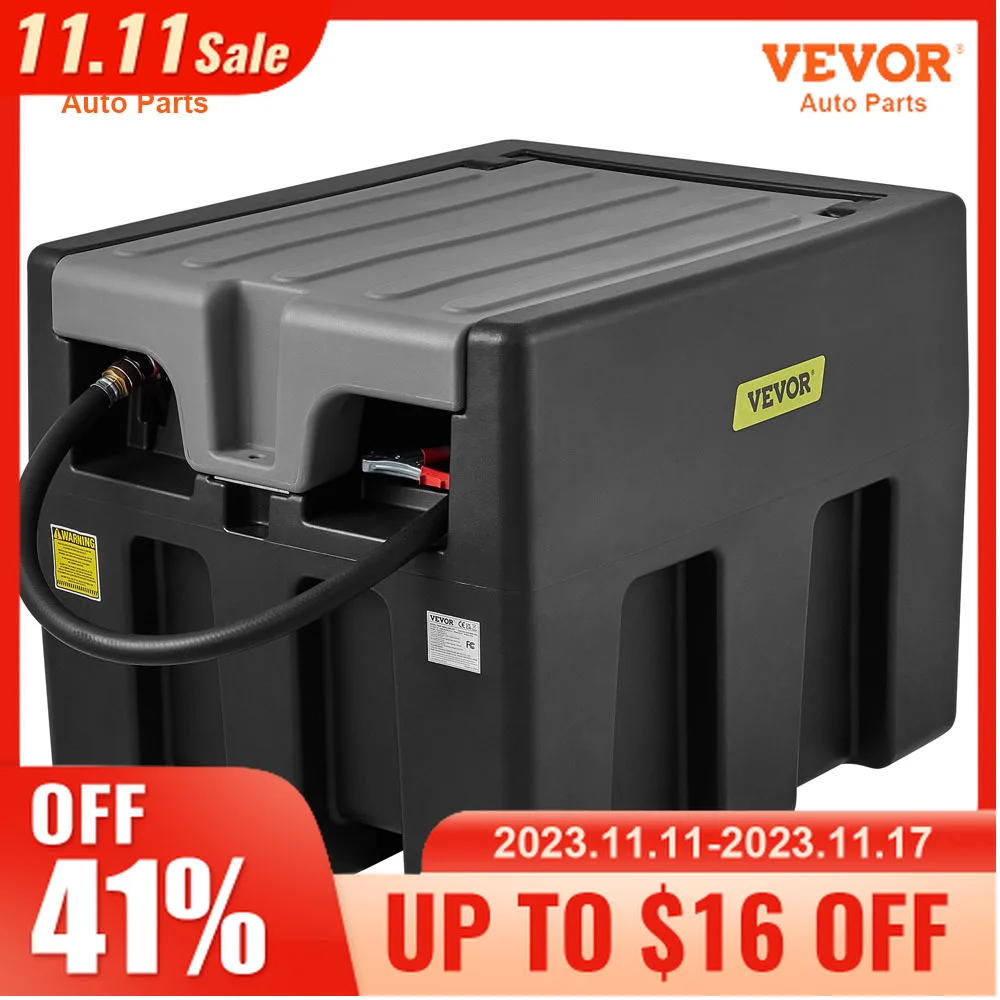 

VEVOR 116/58 Gallom Portable Diesel Tank 10 GPM Flow Rate Diesel Fuel Tank w/ 12V Electric Transfer Pump and 13.1ft Rubber Hose