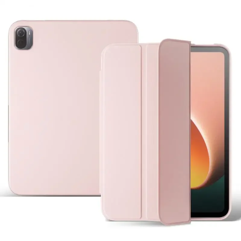 

For Xiaomi Mi Pad 5 With Auto Wake Up / Sleep Silicone Cover Funda For Mi Pad 5 Pro Three Creases Magnetic Charging Accessory