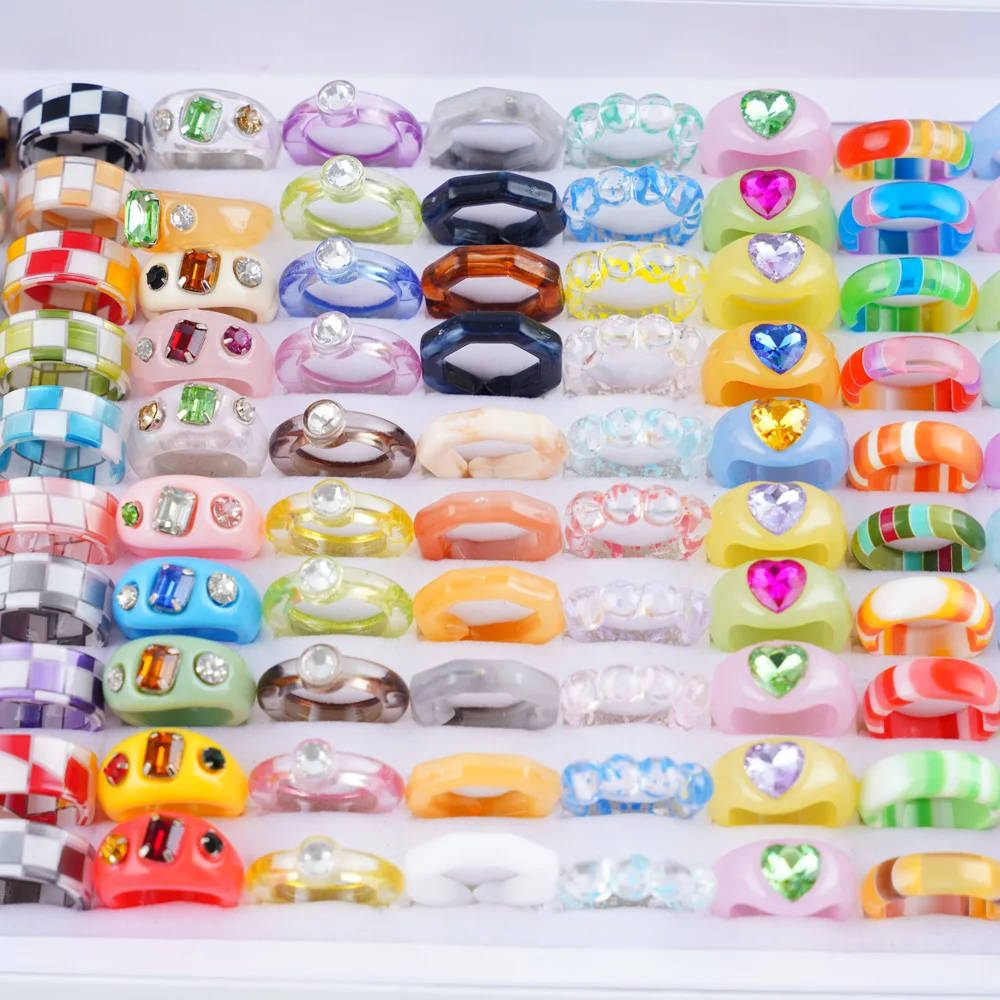 30Pcs/Lot Fashion Colorful Transparent Heart Rhinestone Resin