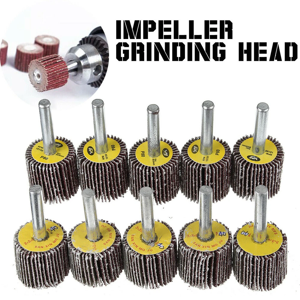 

Flap Wheel Disc Sanding Abrasive For Drill 6mm Shank 5PCS 40 + 5PCS 80 Grit 50 Mm Tool Accessories