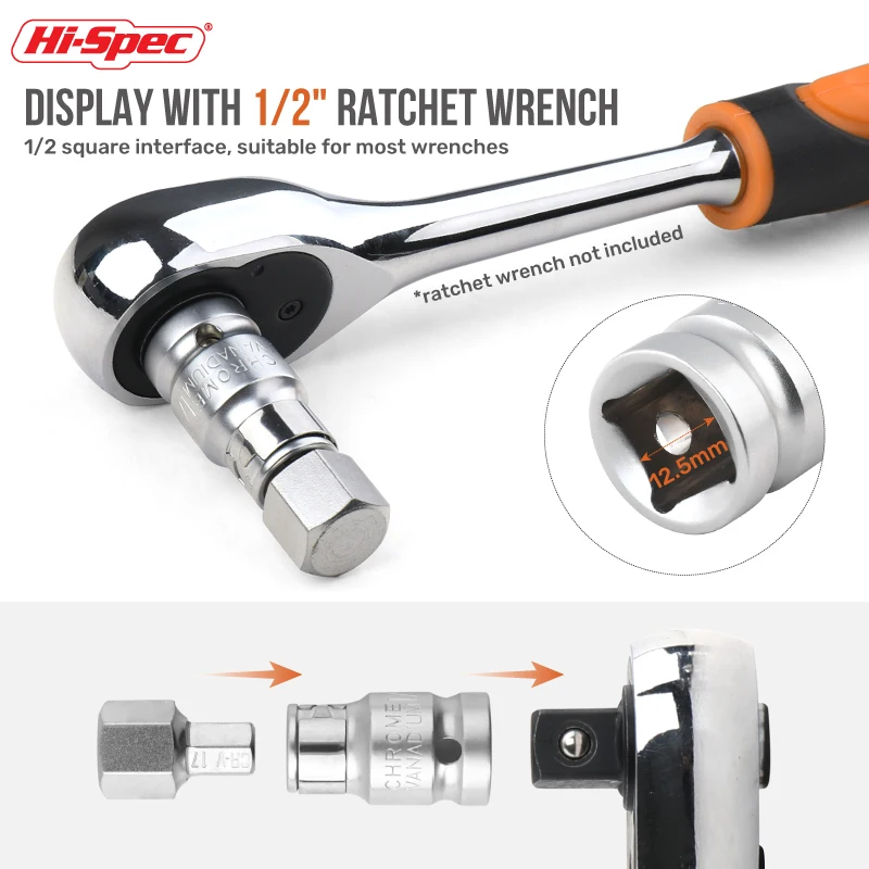 Description Picture 5 of itemHi-Spec Chromium Vanadium Steel Hexagon Socket Electric Wrench Special Hexagonal Socket Large H14-17-19-22-24 Screwdriver Set