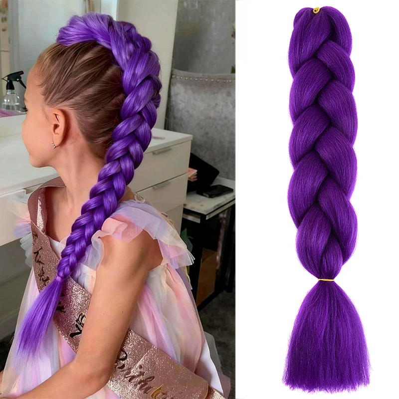 Rumi Wig Demonn Hunterrs, Long Purple Hair Braid Cosplay Wig Halloween - View #6